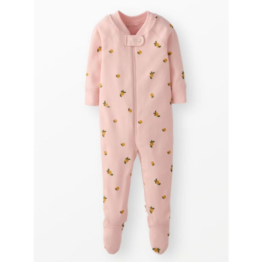 Hanna Andersson HannaSoft™ Stretch Baby Sleeper - Clementine on Pink Cream